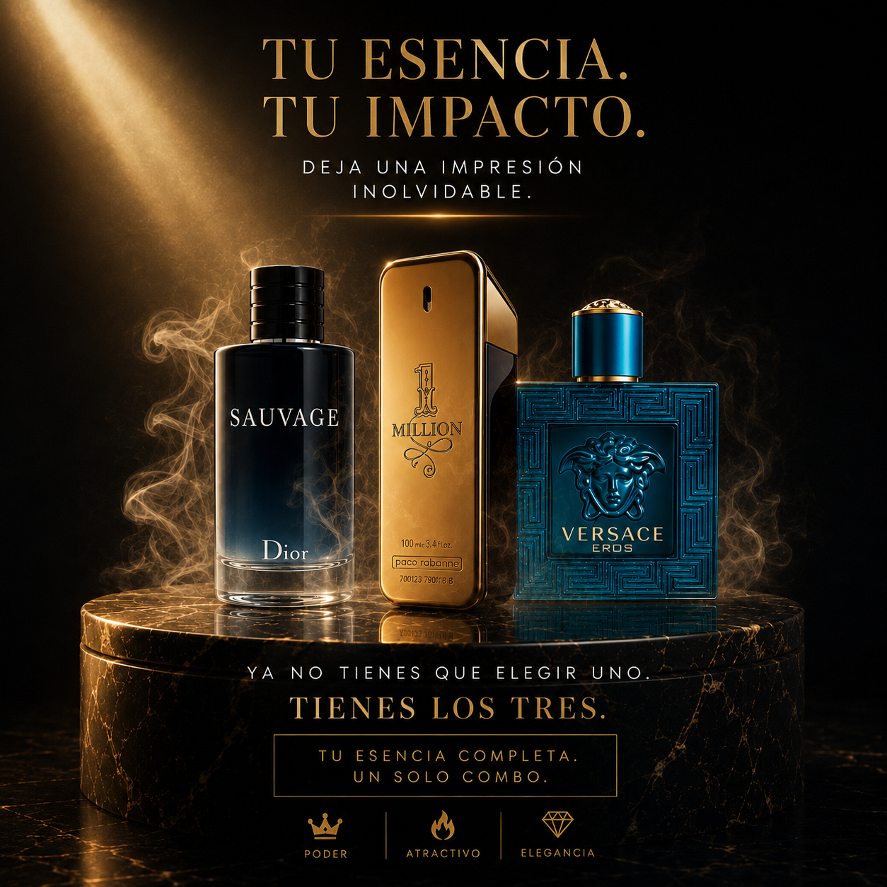 COMBO SEDUCTION. DIOR SAUVAGE, ONE MILLION Y VERSACE EROS